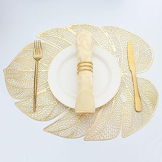 Safda napperons en vinyle feuille d'or pour table de dîner ensemble de 6