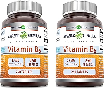 Amazing formulas vitamine b6 pyridoxine 25 mg complément alimentaire, 250 comprimés |