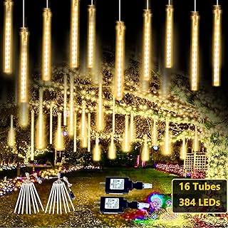 2pcs ensemble de lumières pluie météores extérieures total 384 led