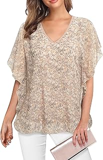Chemise ample en mousseline de soie à manches flottantes pour femmes, chemise
