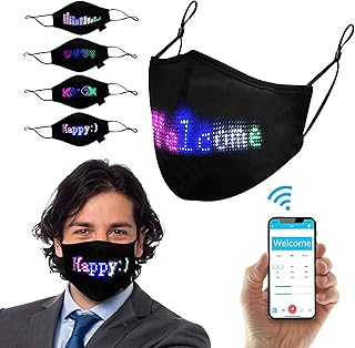 Masque facial led, masque lumineux pour adultes, application bluetooth pour smartphones, rechargeable, affichage