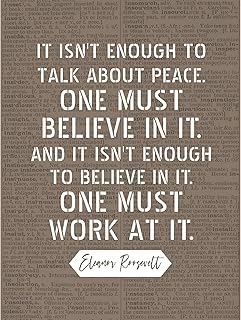 Grande affiche murale citation inspirante dictionnaire eleanor roosevelt la première paix en laquelle nous devons y croire grand 18" x 24". Des produits variés pour tous les besoins sur Diaytar Sénégal