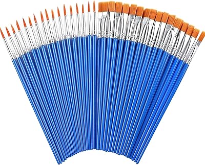 60 pièces pinceaux peinture à l'huile petit pinceau plat rond pinceaux de peinture
