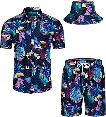 Chemise hawaïenne décontractée à manches courtes pour hommes, chemise de plage boutonnée à