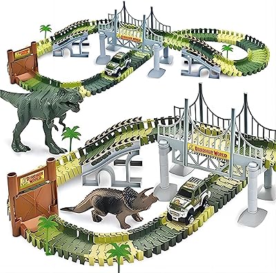 Jouet de piste de course de train de dinosaures linoside ensemble de 240
