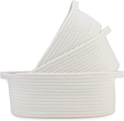 Grand panier en corde de coton 3 pièces avec poignées - 100 %