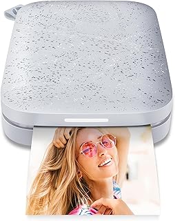 L'imprimante photo portable hp sprocket (luna pearl) imprime instantanément des photos zink montées