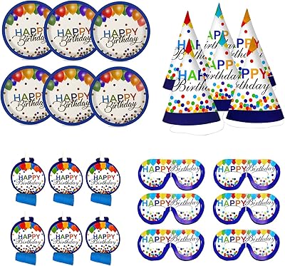 Ensemble de fête d'anniversaire 24 pièces avec assiettes en carton de 7"