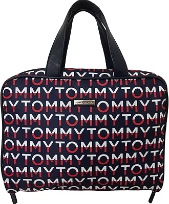 Tommy hilfiger trousse de maquillage pliable rouge, blanc et bleu marine avec logo