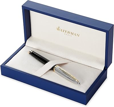 Stylo plume waterman karen deluxe, noir brillant et plaqué argent avec clip en or 23 carats, pointe souple avec cartouche d'encre bleue, boîte cadeau – Photo produit Dakar Sénégal – Livraison rapide Stylo plume waterman karen deluxe, noir brillant et plaqué argent avec clip en or 23 carats, pointe souple avec cartouche d'encre bleue, boîte cadeau. Diaytar : Acheter moins cher n'a jamais été aussi facile