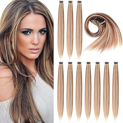 Extensions de cheveux à clips de couleurs mélangées blanches et brunes de 55
