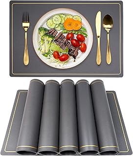 Napperons de table à manger gris abelif, lot de 6, sets de table