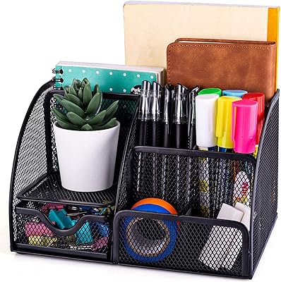 Organiseur de bureau en maille statham pour fournitures de bureau - porte-stylo multifonctionnel