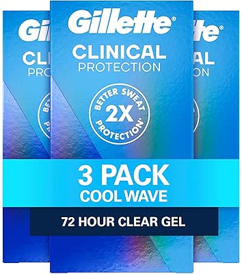 Gillette clinical strength antisudorifique et déodorant en gel transparent pour hommes, protection contre la transpiration 72 heures, cool wave, marque clinique n°1 pour hommes, 1,6 oz (paquet de 3). Diaytar : Acheter moins cher n'a jamais été aussi facile