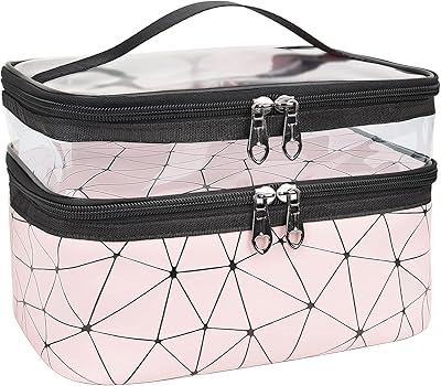 Trousses de maquillage de voyage double couche pour organisateur de cosmétiques, rose, mode