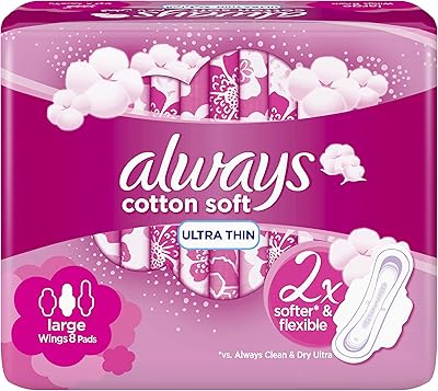 Serviettes hygiéniques ultra douces en coton always, serviettes hygiéniques à grandes ailes, 8