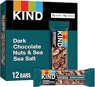 Barres kind, chocolat noir, noix et sel de mer, sans gluten, faible teneur