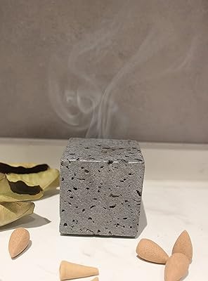 Porte-encens en marbre brûleur d'encens à cône noir fait la main conception