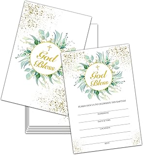 Invitations au baptême avec enveloppes cartes d'invitation vertes pour fête prénatale invitation à