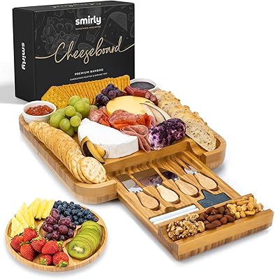 Ensemble de couteaux et planche à fromage en bambou smirlee