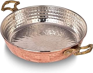 Poêle à frire en cuivre martelé de chef poêle originale rouge faite la main