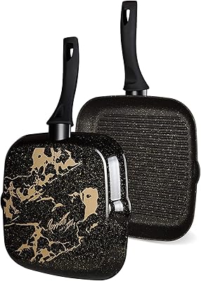 Poêle à griller rossetti® 28 cm durable fabriquée en italie avec bec