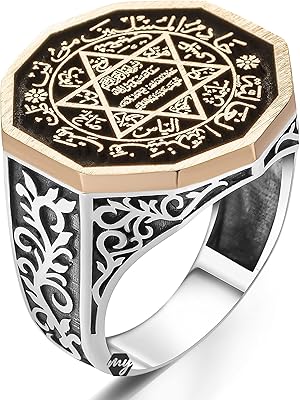 Bague pour homme en argent sterling 925 avec sceau de salomon dans le style