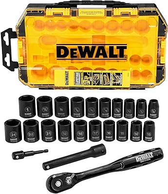 Jeu de douilles dynamométriques dewalt, 23 pièces, tournevis 1/2 métrique/sae (dwmt74739)