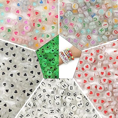 500 pièces de perles de l'alphabet lumineuses nalakal, perles plates en acrylique