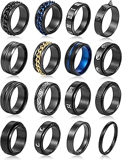 Bagues en acier inoxydable noir pour hommes ensemble d'anneaux de mariage à la mode
