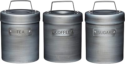 Boîtes à sucre, thé et café kitchencraft pour cuisine industrielle, métal, 3 pièces