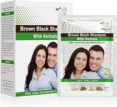 Shampooing à base de plantes pour cheveux bruns noirs.
