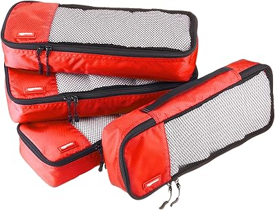 Ensemble de cubes d'emballage amazonbasics 4 pièces - mince, rouge
