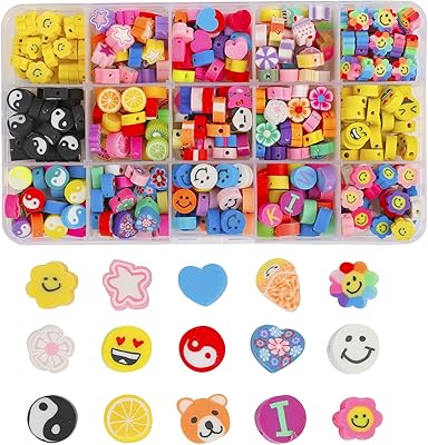 300 pièces grabmantra smiley fleur perles en argile polymère faites à la main