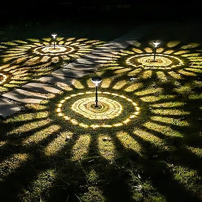 Lumières solaires lumineuses pour allée de jardin, paquet de 4, blanc chaud +