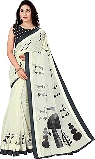 Sari en coton mélangé pour femme avec chemisier taille unique