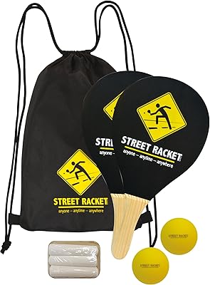 Raquette de rue schildkruit fun sports, 2 raquettes en bois, 2 balles molles