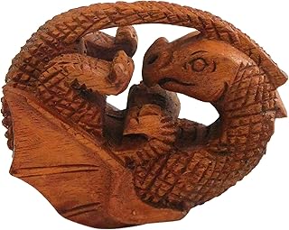 Dragon en bois sculpté à la main avec ailes courageuses ~ haut bouclé de bébé dragon volcanique ~ figurine ooak ornement de table unique décoration d'intérieur cadeau pour noël et anniversaires ~ 4683. Diaytar Sénégal : Votre guichet unique pour tous vos achats