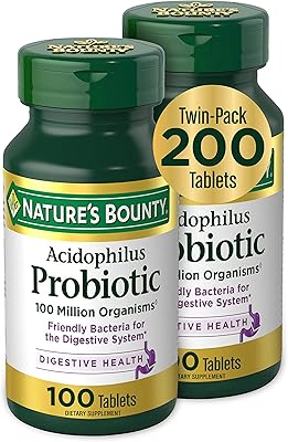 Supplément probiotique quotidien nature's bounty acidophilus, soutient la santé digestive, paquet double, 200