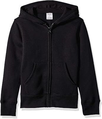 Sweat à capuche zippé pour fille amazon essentials, noir, taille xl