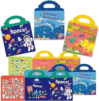 Livres d'autocollants réutilisables pour enfants jouets dinosaur castoff jeux de livres