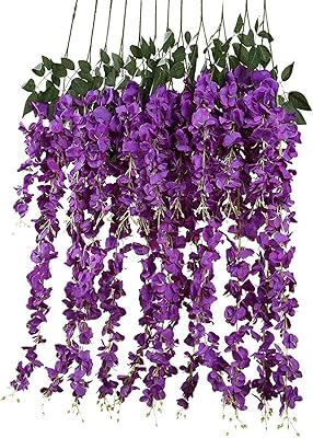 Skido 12 pièces fleurs de glycine artificielles glycine rata vigne suspendue en soie