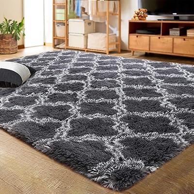 Thmins tapis doux, 160 × 200 cm, tapis d'intérieur moderne en peluche à