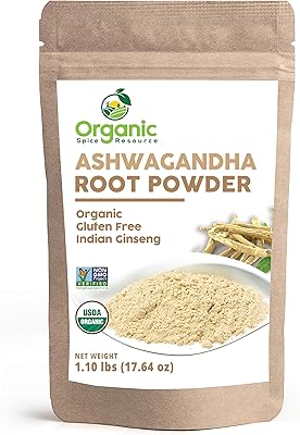 Poudre de racine d'ashwagandha biologique - 0,45 kg (500 ml) ou 236 ml