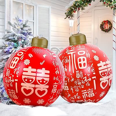 Boule de noël gonflable en pvc de 24", double boule de décoration