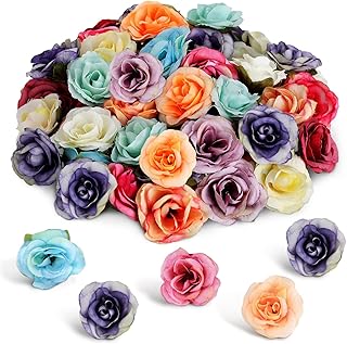 60 pièces fausses roses et têtes colorées décoration de fleurs artificielles fleurs décoratives
