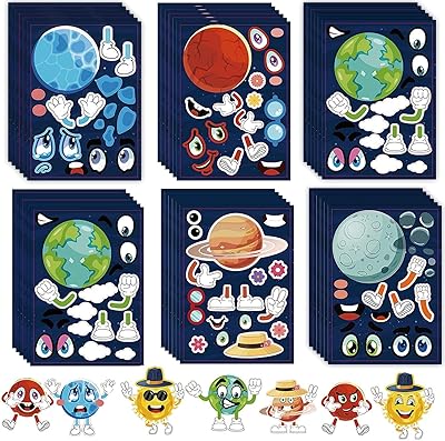 Autocollants siosi space planet pour enfants, autocollants du système solaire diy, autocollants de l'espace extra-atmosphérique pour enfants, kit d'artisanat pour fournitures de fête pour enfants (36 feuilles). Diaytar : L'intelligence commerciale au service du client