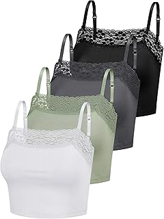 4 pièces hauts courts à bretelles spaghetti en dentelle pour femmes débardeurs demi-caraco