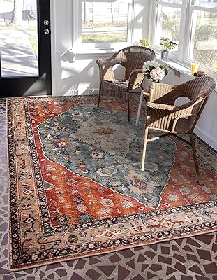 Tapis traditionnel boho à poils courts, antidérapant, lavable, décoratif, pour salon, chambre à