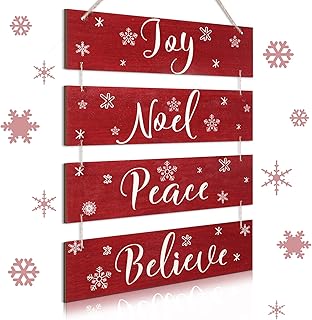 4 décorations de noël rustiques, décoration murale en bois de noël, vintage joy